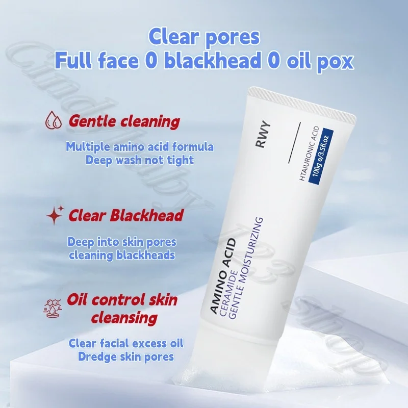RWY Hyaluronic Acid Moisturizing Facial Cleanser Gentle Cleansing Hydrating and Moisturizing Amino Acid Cleansing 100g