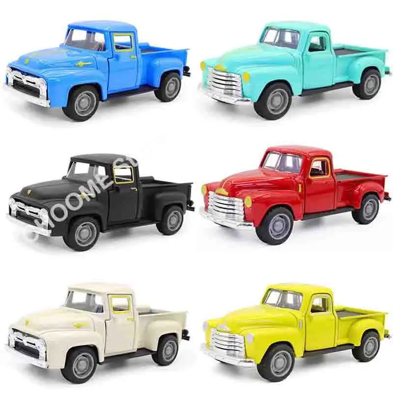 1:32スケール クラシックピックアップトラック 車モデル 合金製プルバックダイキャスト＆おもちゃ 車両 男の子向け 子供向け クリスマスコレクション おもちゃ車