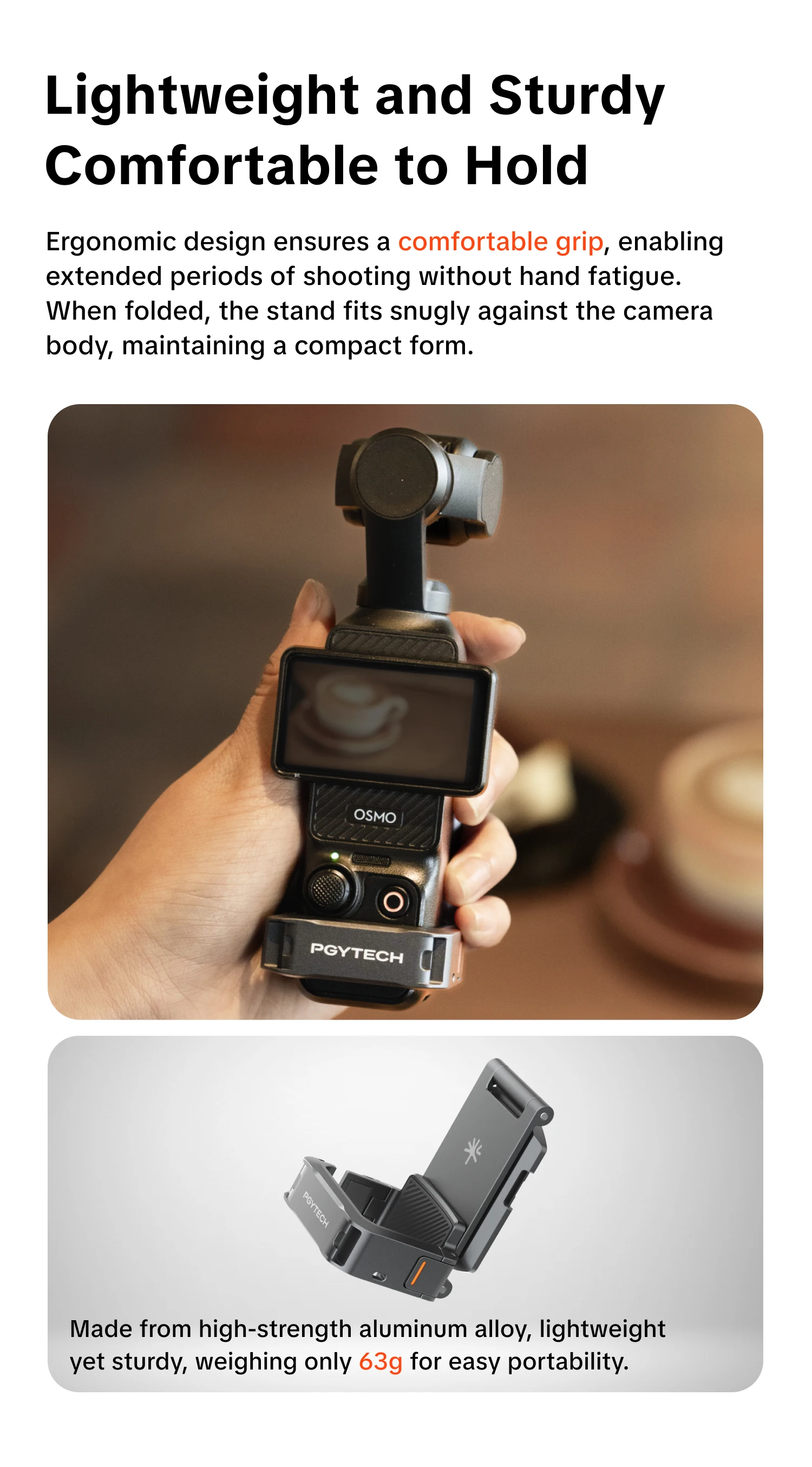 PGYTECH Magnetischer Erweiterungsadapter-Rahmen für DJI Osmo Pocket 3, Doppelt Faltbarer Ständer mit Arca-Swiss & Cold Shoe Halterung – Detail 5