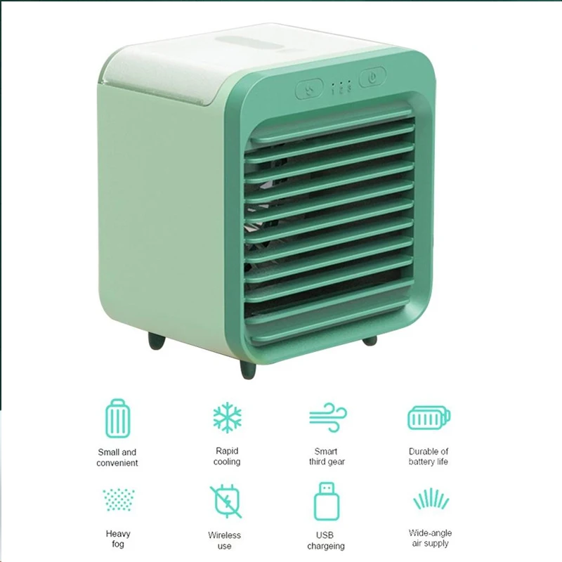 مكيف هواء محمول USB قابل للشحن صغير 3 تروس مروحة تبريد مكيف هواء مروحة تبريد مكتب سطح المكتب