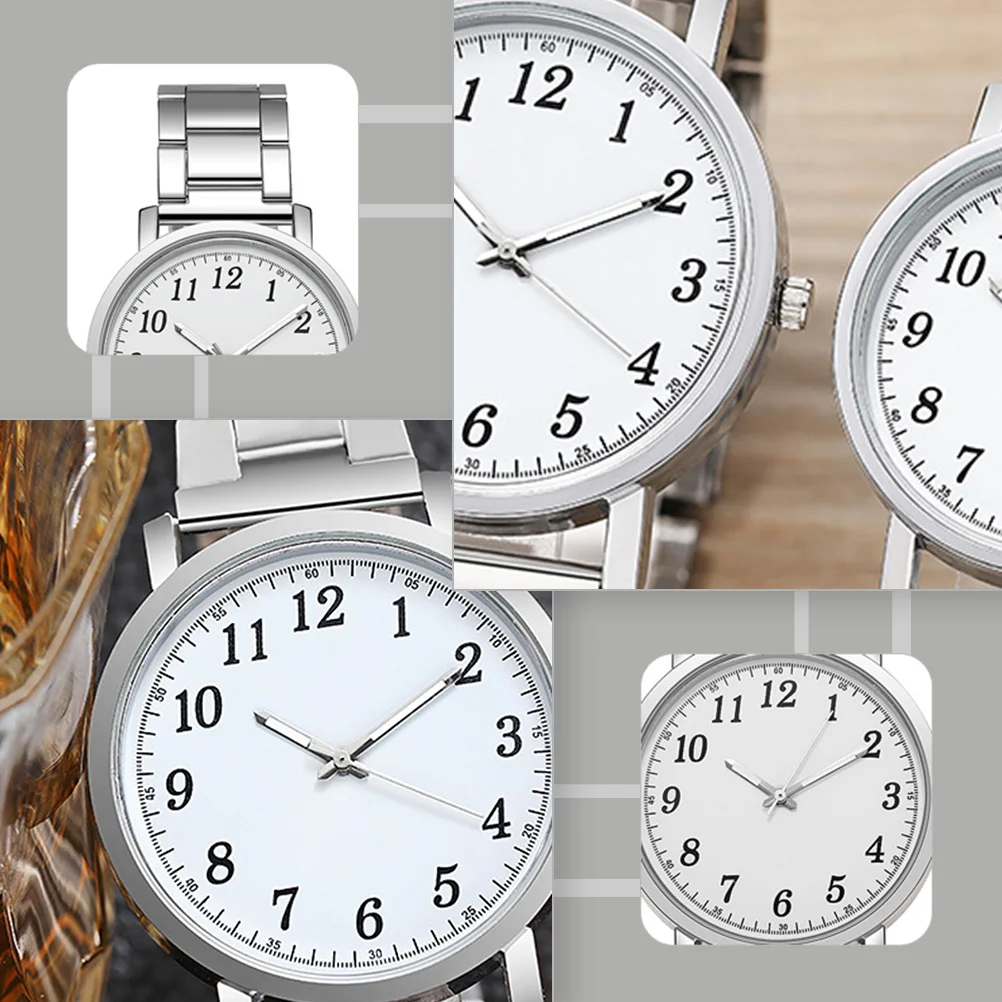 

2Pcs Silver Couple Wristwatches Minimalist Fashion Design Lightweight Alloy Stainless Steel Comfort Fit Watch for Daily Hiking