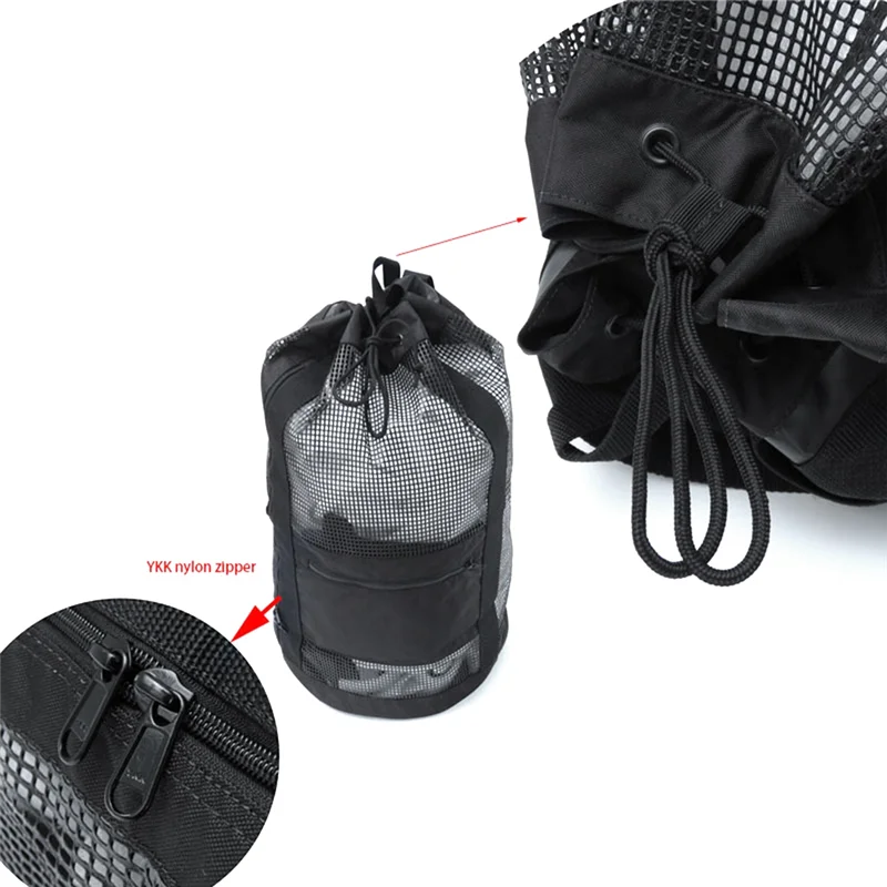 

Scuba Snorkeling Spearfishing Freediving Cruise Mesh Duffle Bag With Shoulder Strap Easy Install Black
