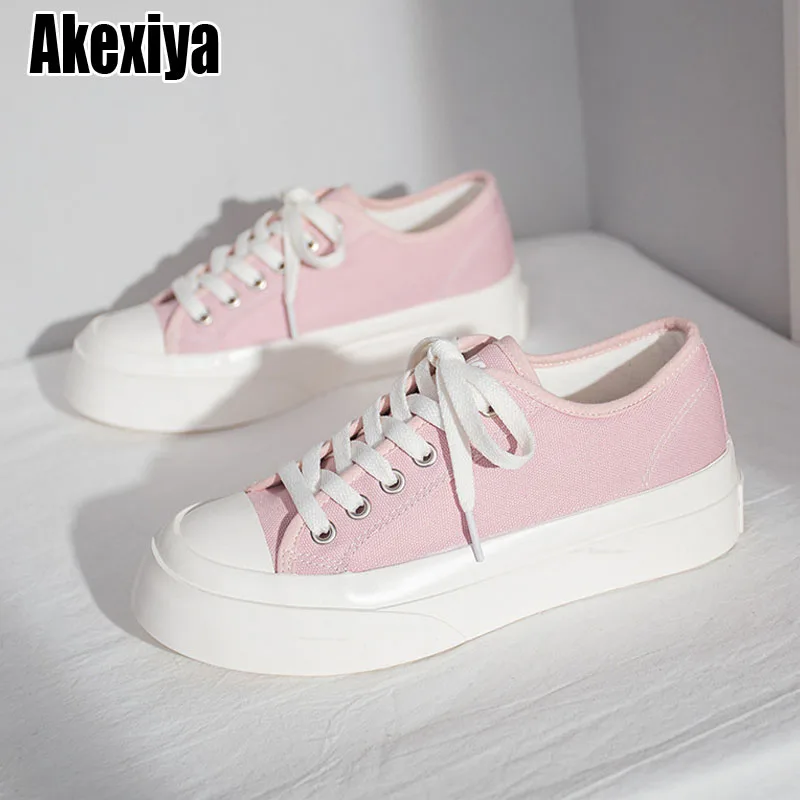 

Canvas Ladies Platform Sneakers White Pink Vulcanize Shoes with Plataforma Zapatillas Mujer Retro High Platform Shoe for Woman