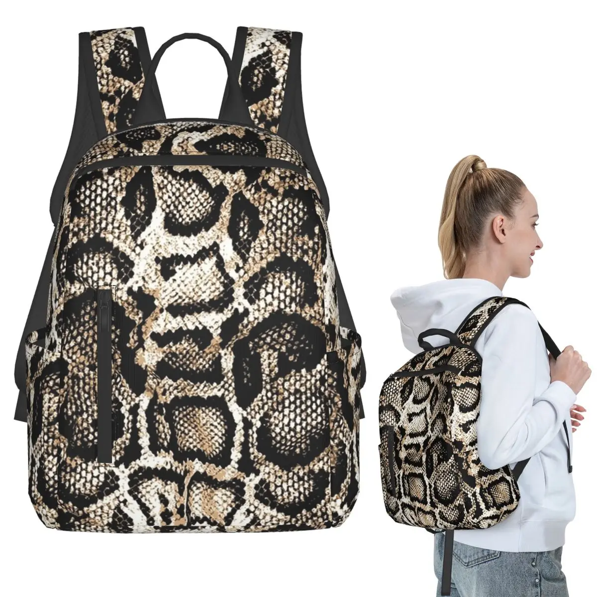 

Snake Skin Backpack Student BookBag Kids School Bag Computer Shoulder Bags Boys Girls
