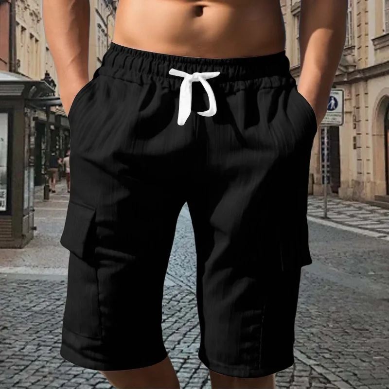 Men's Summer Casual 5-Inch Cargo Shorts Multi-Pocket Loose Fit Outdoor Sports Beach Comfort Elastic Waist
