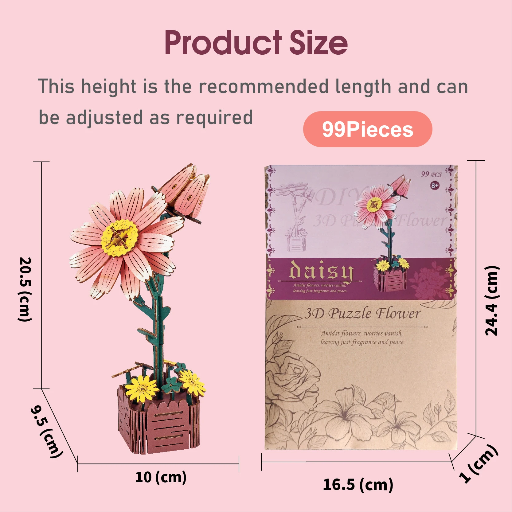 Puzzle 3D en bois, Bouquet de fleurs, jouet éducatif Montessori pour enfants, bricolage, modèle artisanal de fleurs en bois, fleurs éternelles, décoration de maison