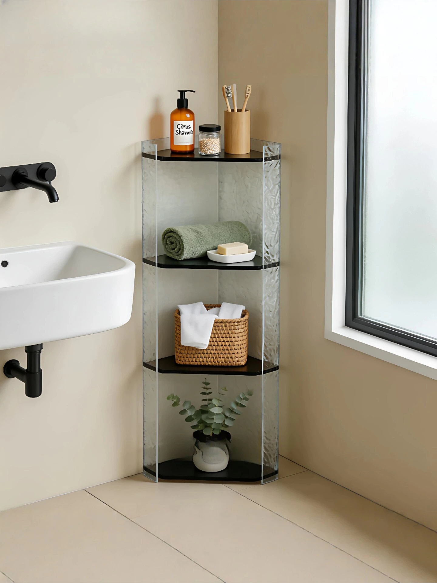 Acrylic Triangle Shelf Corner Corner Cabinet Living Room Bedroom Corner Wall Cabinet