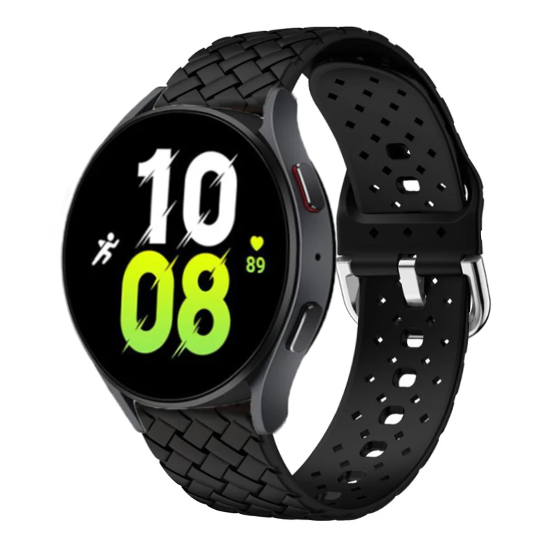 Silicone watchBand for Samsung Galaxy Watch 6/5-pro/4 Classic active 2 40mm 44mm 20mm Braided hole bracelet Huawei gt 3-2e strap