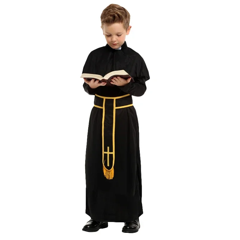 Abito medievale di Halloween Cosplay per padre bambini Sacerdote Suora Set di costumi missionari Abito per bambini MN3