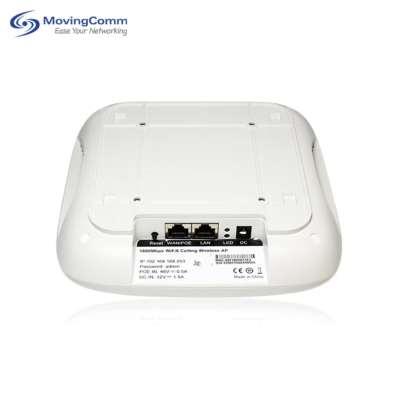 1800Mbps デュアルバンド 802.11ax Wi-Fi 6 5G 壁天井設置型APチップ MT7621 ギガビットイーサネットポート 室内用アクセスポイント Wi-Fi