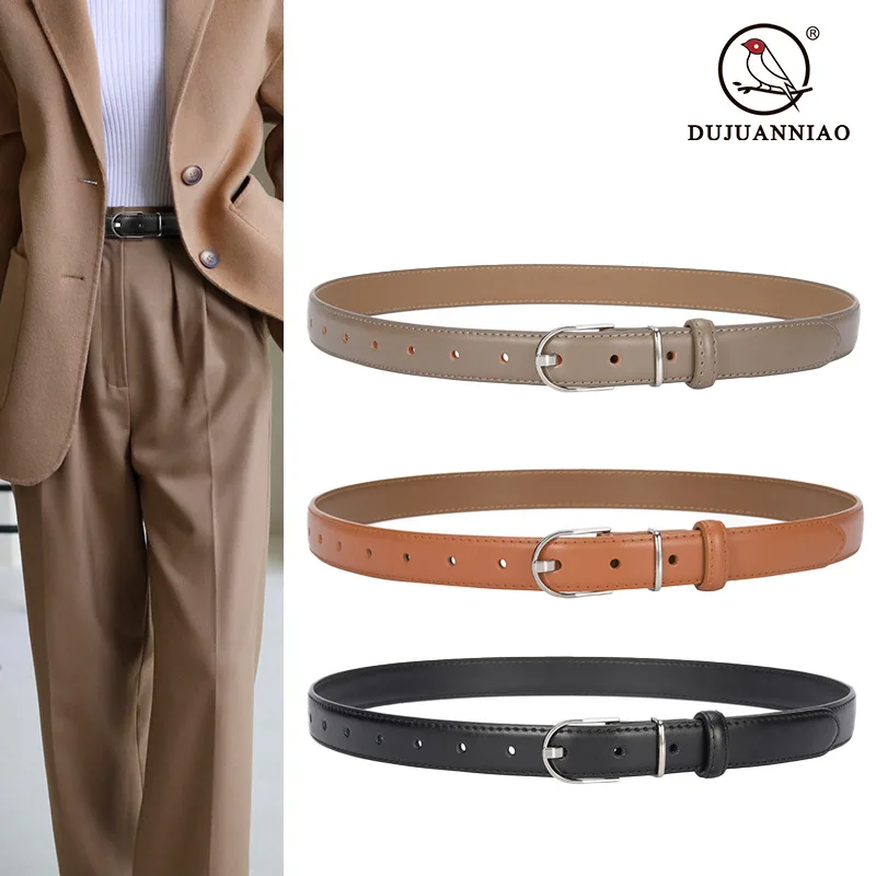 

Ladies Jeans Belt Fashion White Korean Version with Trousers Belt Belt Leather Belt Simple Tie-in Classic Pin Buckle