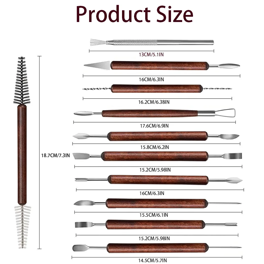 25/40 قطعة من أدوات نحت الفخار والطين، مجموعة أدوات نحت الطين والسيراميك الجاف على الوجهين، تنعيم نمذجة الفخار #3