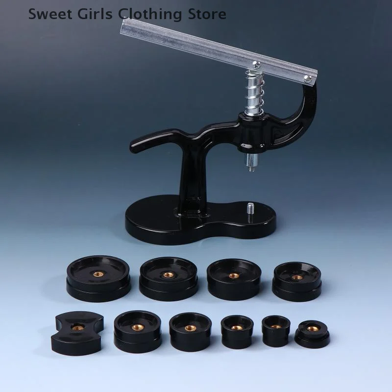 1 مجموعة أداة الضغط لإصلاح الضغط ساعة الظهر أقرب أدوات الساعاتي حافظة أدوات يدوية من الزجاج الكريستالي