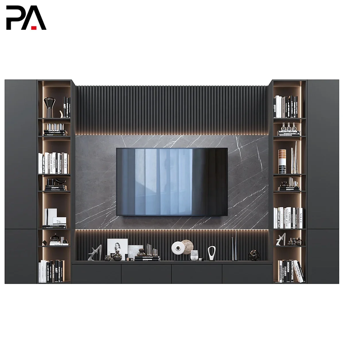 PA wooden luxury modern design stand unit wall mounted living room tv cabinet