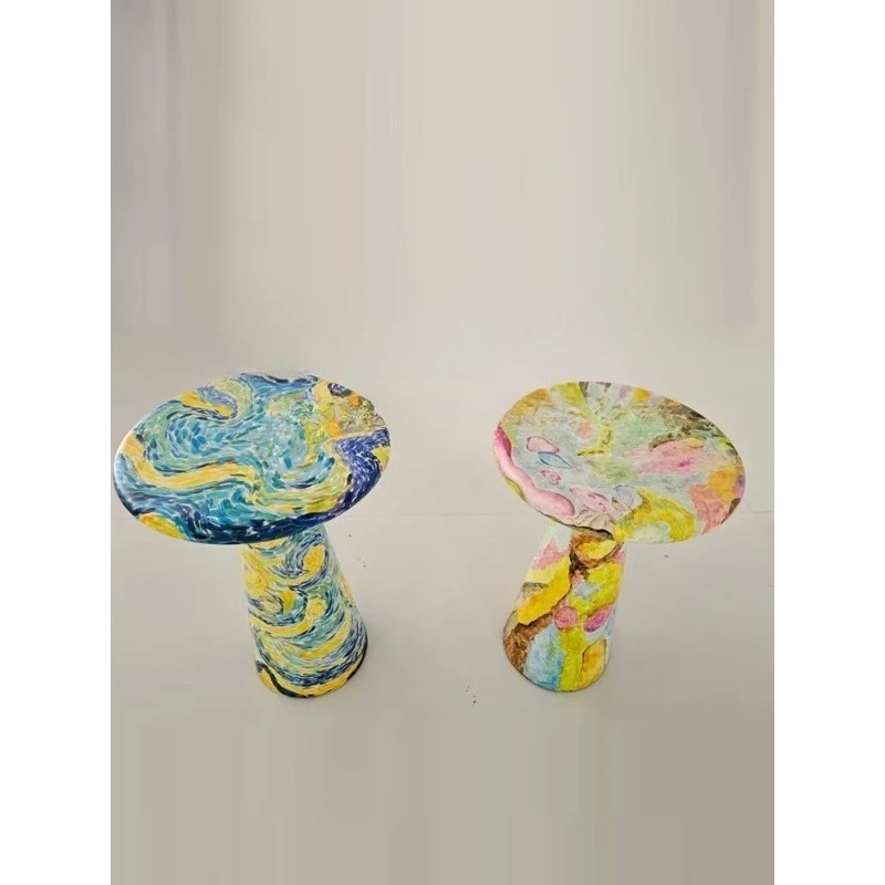 

Medieval art hand-painted solid wood edge few simple small table casual creative graffiti corner few coffee table