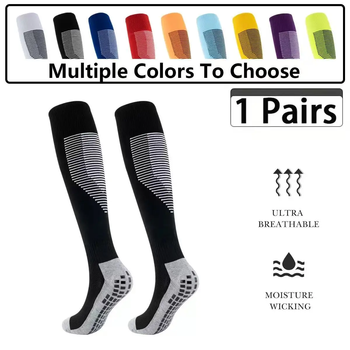 

1 pair of football socks, thick towel bottom training socks, available in multiple colors - sports socks