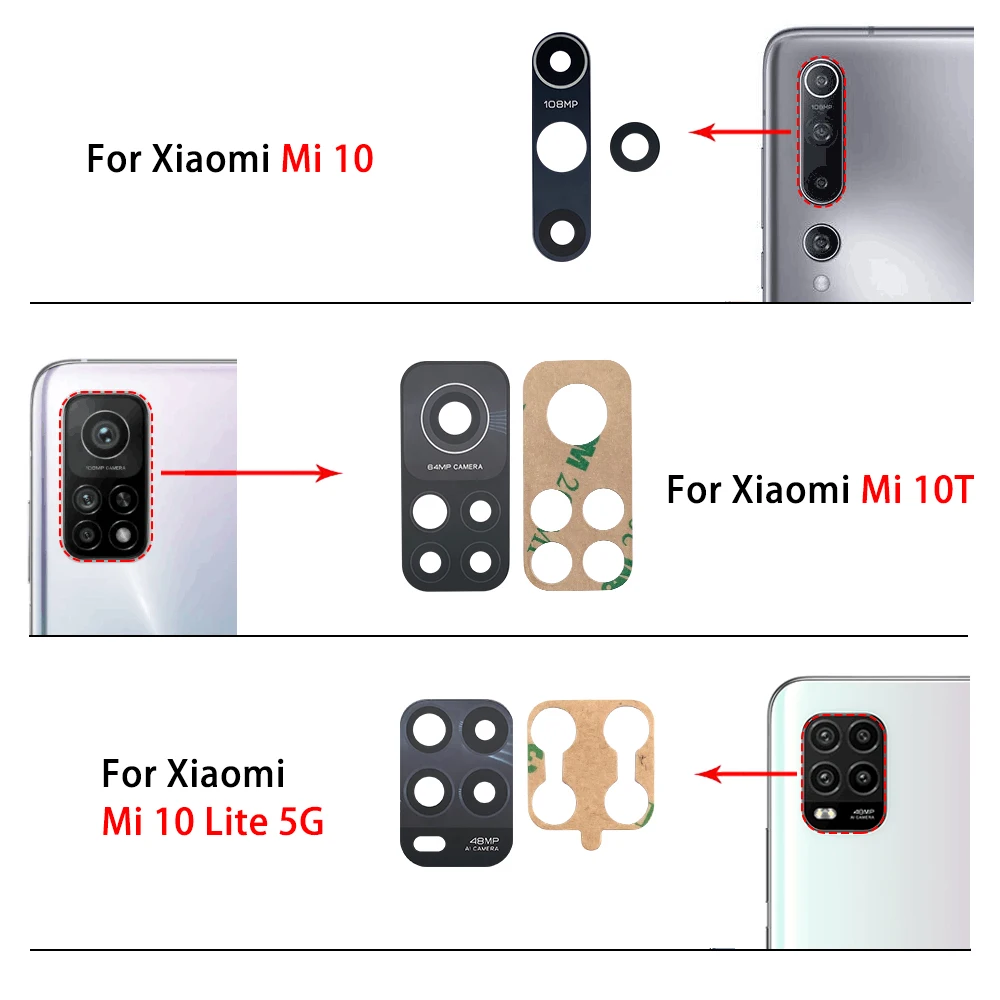 For Xiaomi Mi 12 11T 10 10T 11 Lite Pro Ultra Back Rear Camera Glass Lens With Sticker Adhesive