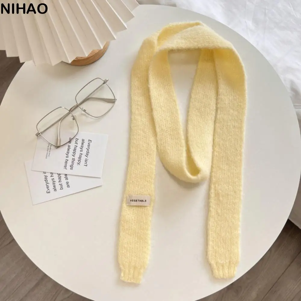 

Korean Style Y2K Thin Scarf Soft Neck Warmer Long Narrow Scarves Rainbow Color Neckerchief Harajuku Knitted Scarf Girls