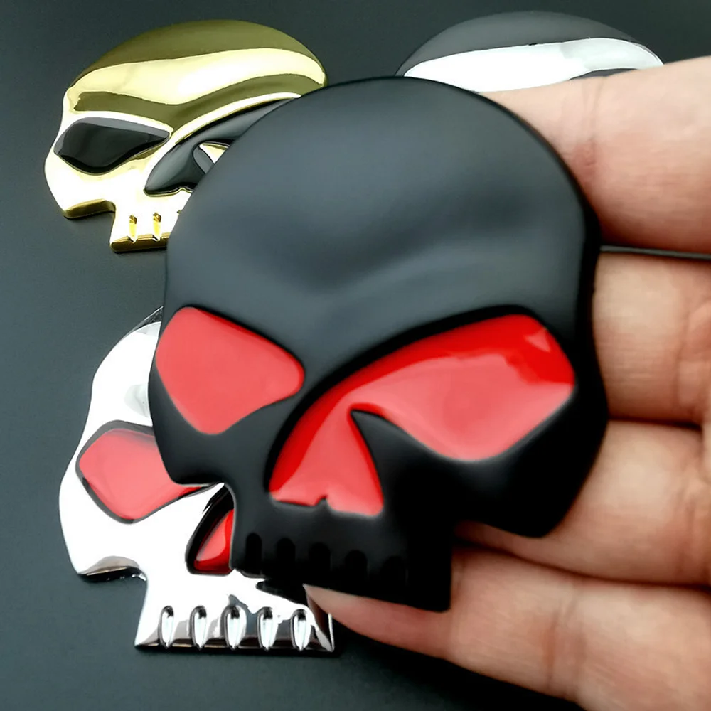 3D Chrome Metal Skull Fuel Tank Sticker Vintage Bike Emblem Decal Fits Ducati Scrambler Icon Icon Dark Night shift Scramble 1100 view 4