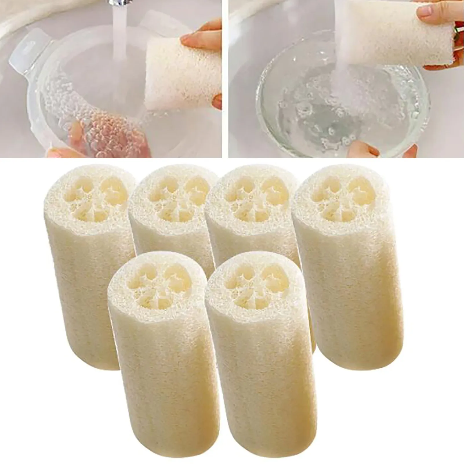 6 Pack Natural Loofah Sponges Organic Luffa Bath Shower Sponge Exfoliating Scrubber For Men Women Adults SPA Beauty Bathing