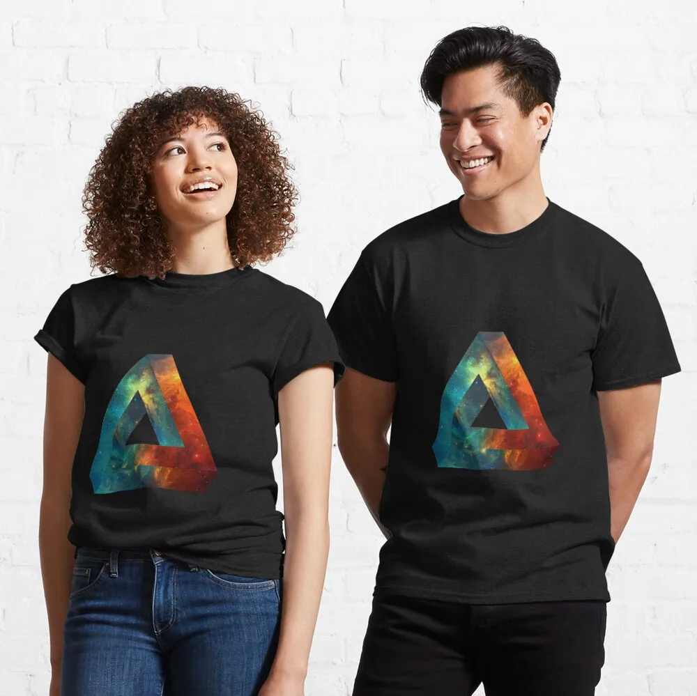 Abstract Geometry: Penrose Nebula {{%28}}Fire Red/Orange/Blue{{%29}} Classic T-Shirt Unisex T-shirts Fashion Couple's Cloths