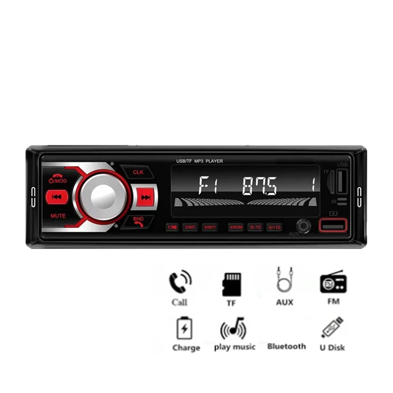 Car Colorful Light FM Radio Replacement Spare Parts Car Bluetooth MP3 12V Multimedia Player Card USB Flash Drive Radio