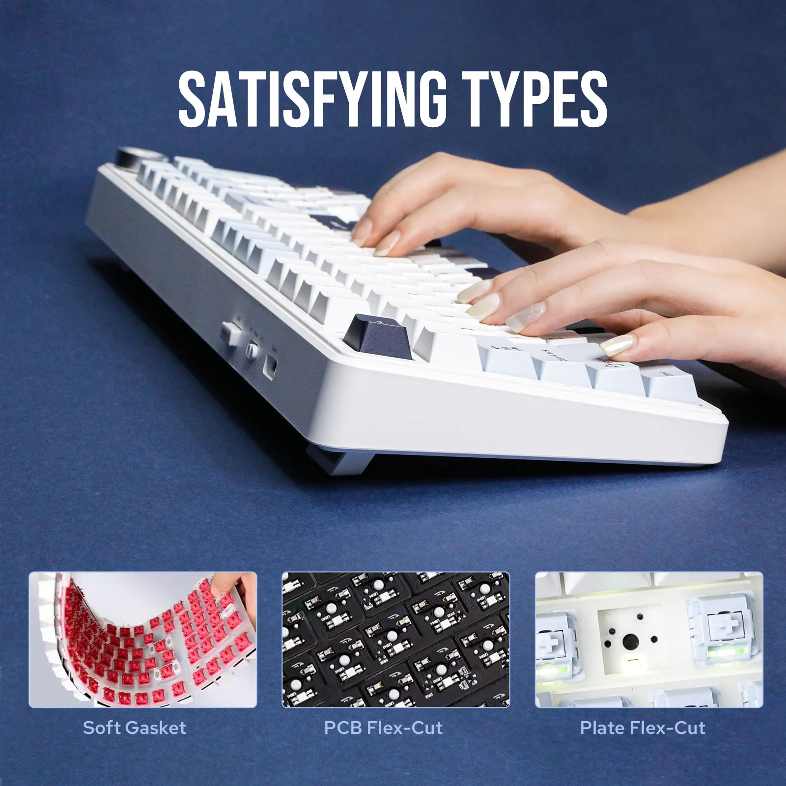 AULA F99 PRO 96% Layout Hot-Swappable Gasket-Mounted Wired/Bluetooth/2.4GHz Wireless Mechanical Keyboard for Mac/Win
