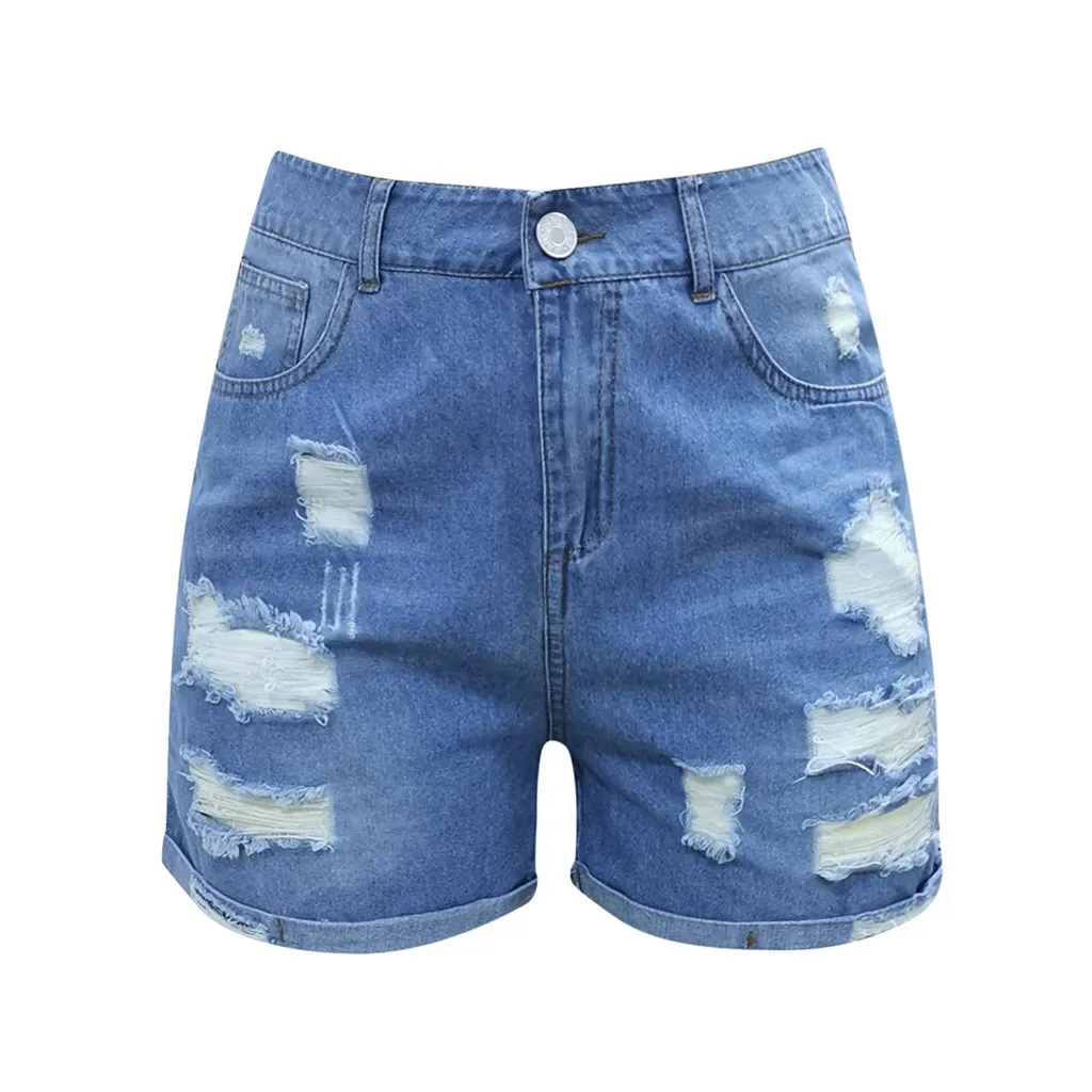 Zomer dames denim shorts casual mode losse gat jeans shorts met zakken coole dames straat denim cargo denim shorts