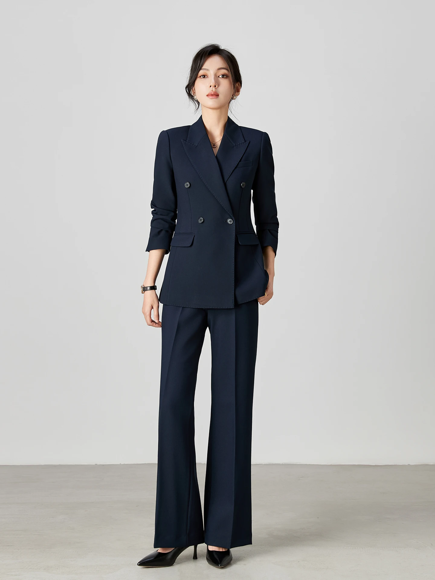 

Spring Autumn Slim Fit Busin Women's Suit Set Two Pieces Profional Workwear Interview Clothing Polyester Fabric Anti-Wr...