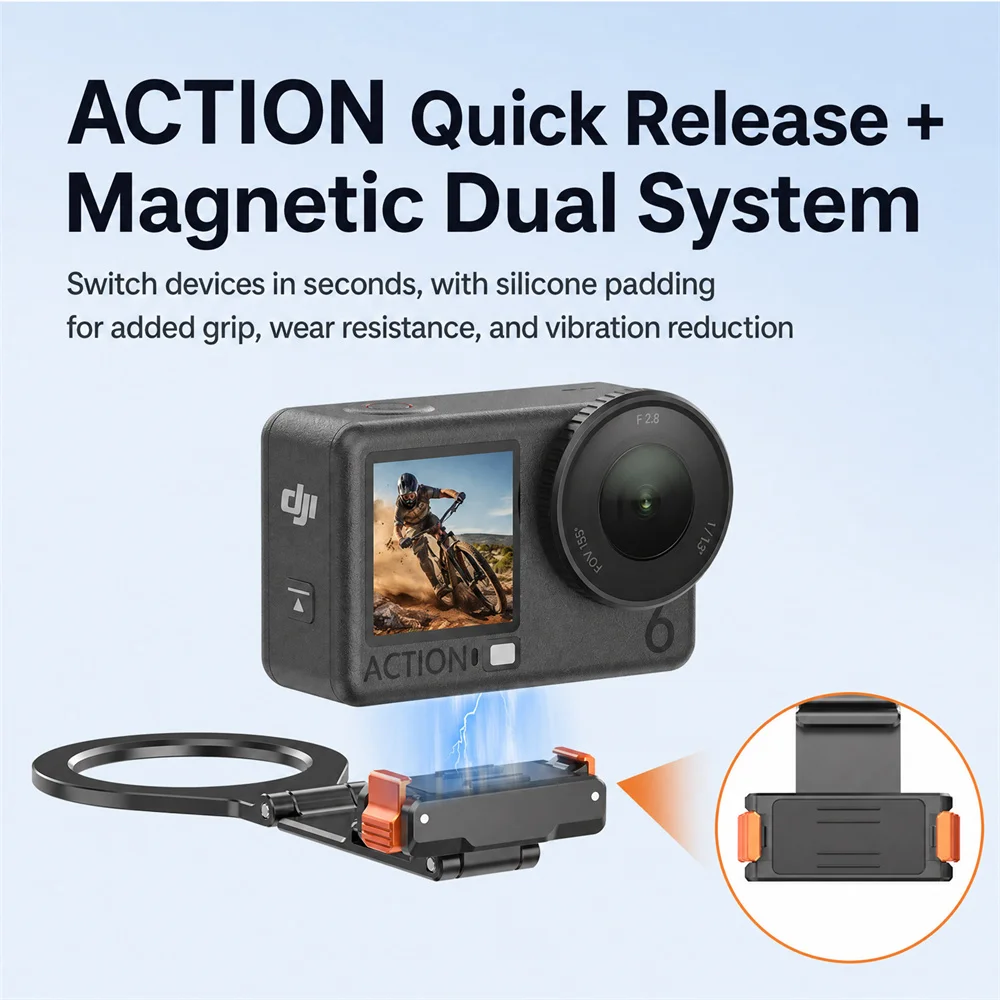 VRIG MG-41 Dual Side Magnetic Camera Stand for DJI Osmo Action 6/5/4 /Nano Expand Mount Magnet Phone Holder for Vlog Photography