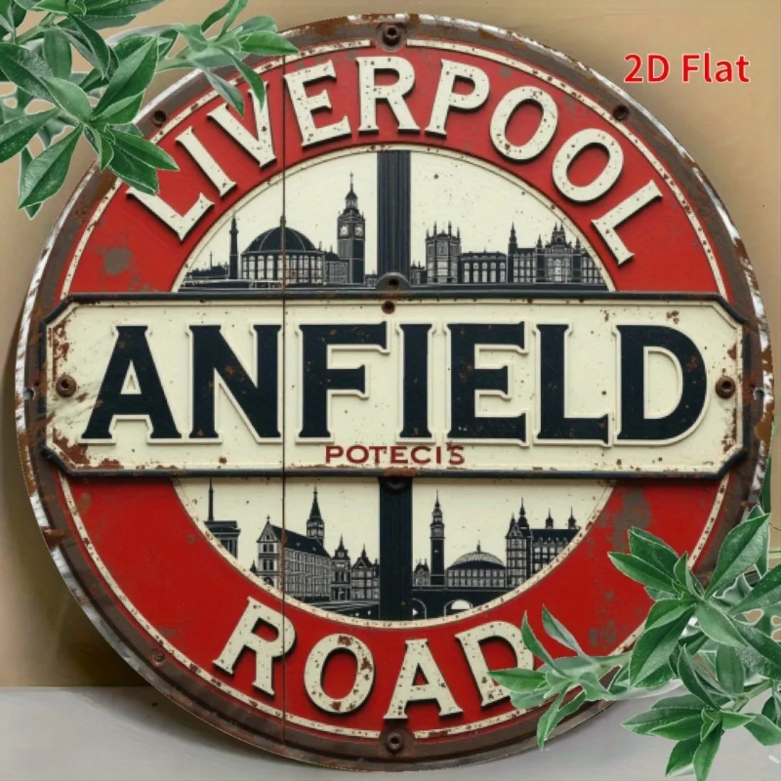 Vintage Liverpool Anfield Metal Sign Rustic Aluminum Wall Art Red White Distressed 8x8 Inch Decor for Home Bar Garage