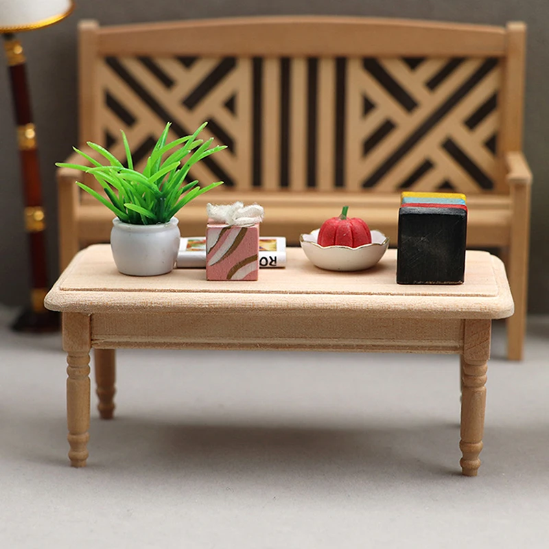 Mini Mesa de escritorio de casa de muñecas 1:12, modelo de mesa de centro, gabinete, muebles, decoración, juguete