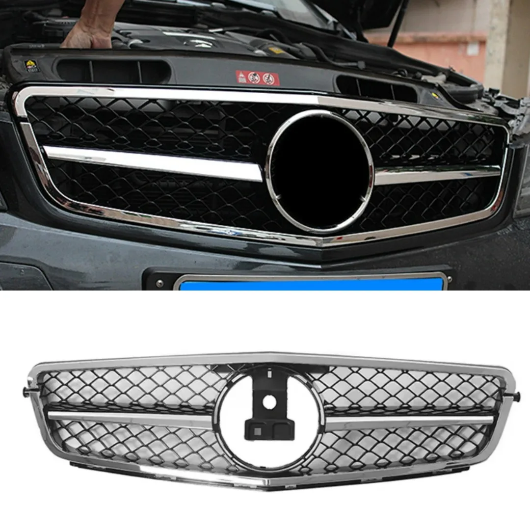 Front Bumper Grille Hood Grill Inlet Mesh Grid Replacement Tuning For Mercedes Benz C class W204 2007-2014 AMG GT Diamond Style view 3