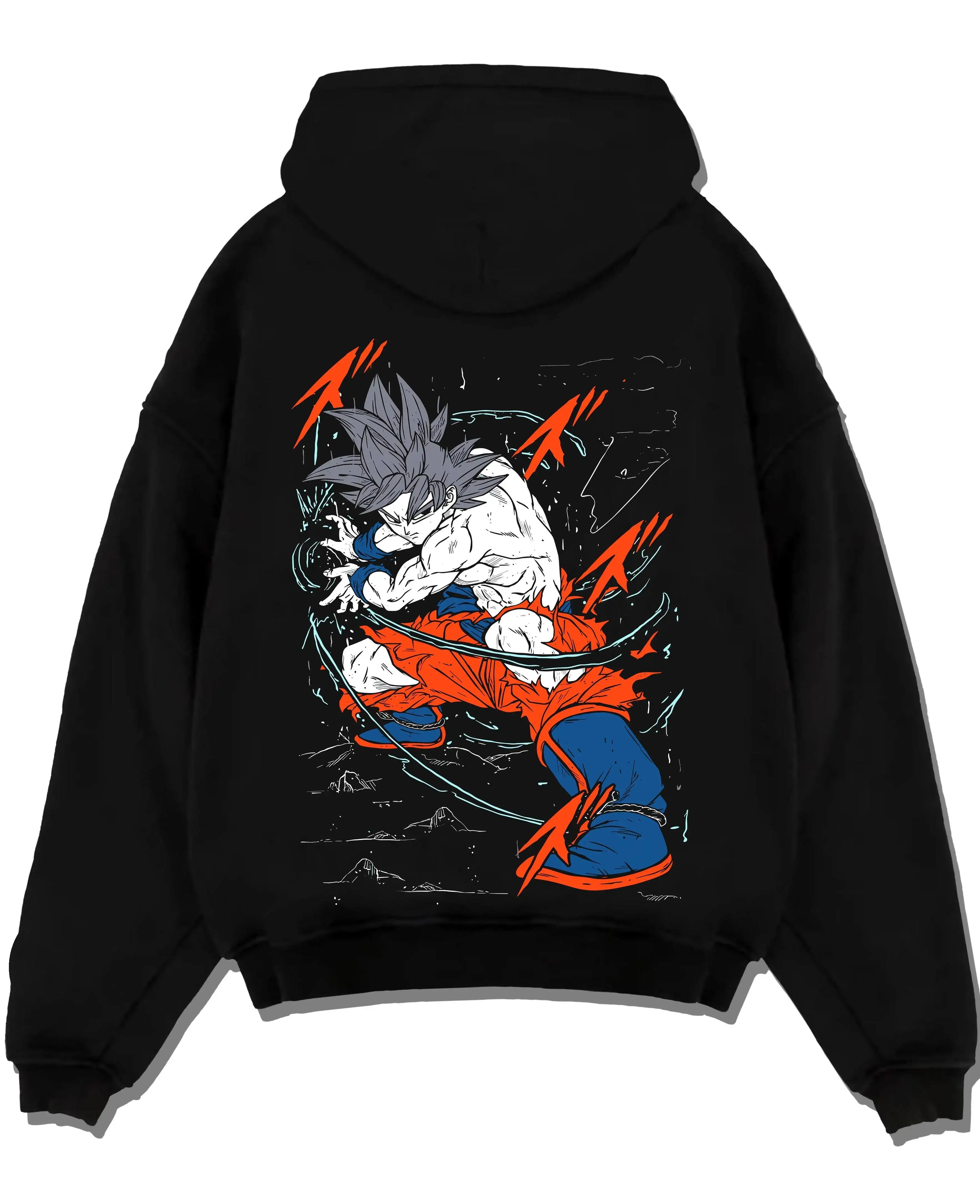Dragon Ball Super Goku zwarte hoodie Super Saiyan blauwe karakterprint Lightning Effect Design katoenen sweatshirt met Battle Pose