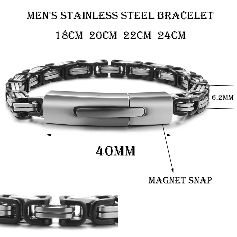 

Custom Mens Bracelet Magnet Personnalisé Name Coordinate Black Silver Stainless Steel Square Chain Fathers Day Bracelets Bangle