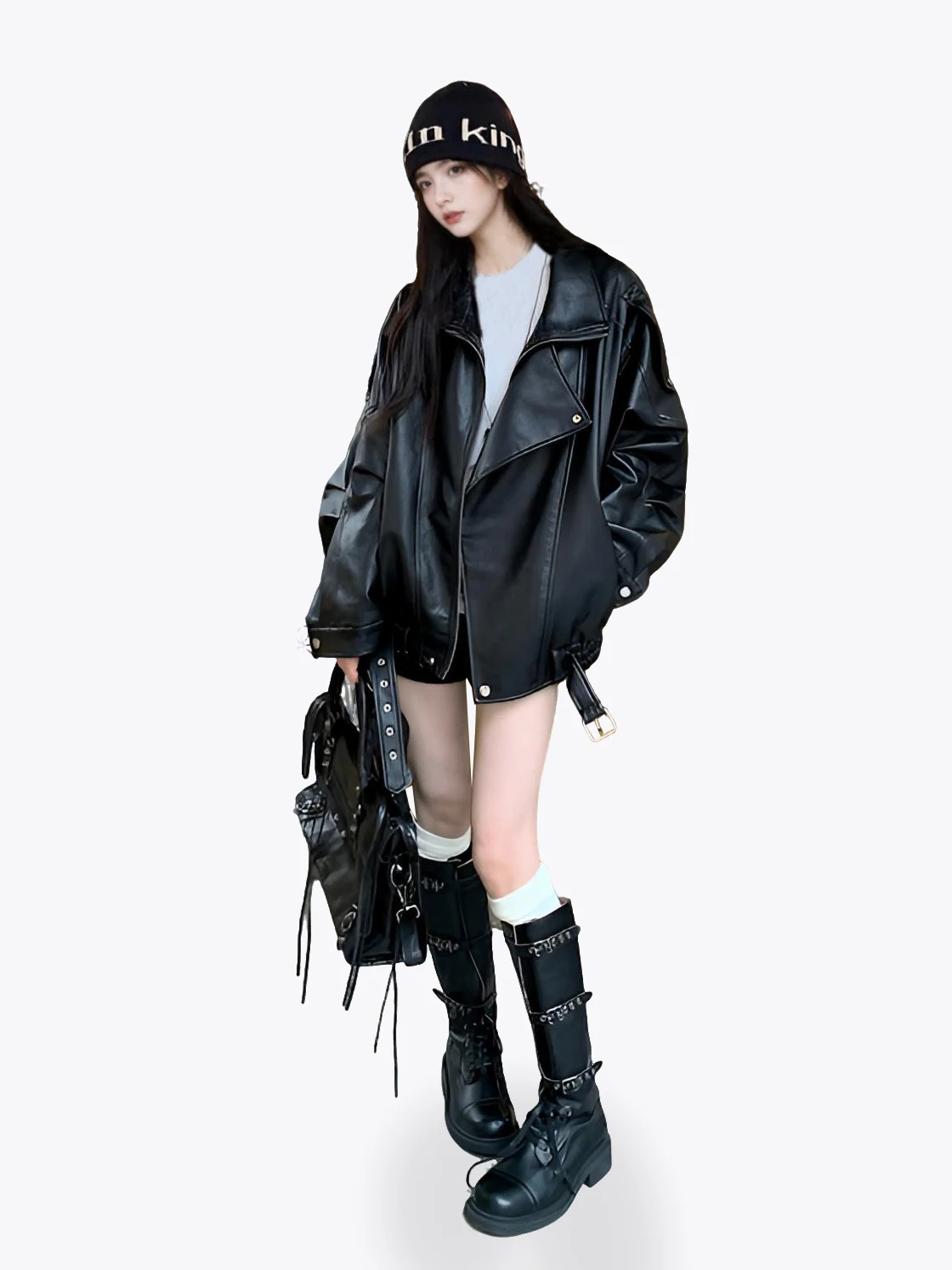 Allentato Bla Biker Jaet Cappotto da moto Faion Sle da donna Or Sve Chiusura con cerniera Capispalla casual da donna antivento