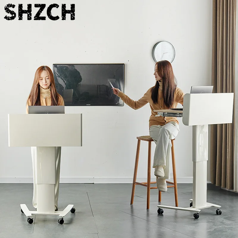 Lifting Speech Podium Preaching Classroom Training Meeting Movable Small Podium Table Chair Podium