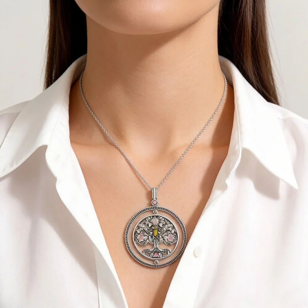 Pendant Rotating Tree of Life-symbol Brand Fine Jewelry Europe 925 Sterling Silver Personal Lucky Gift For Women