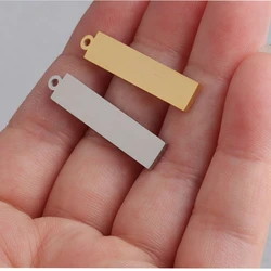 New Type 20Pcs/Lot 1.5*6*30mm Mirror Polish Stainless Steel Rectangle Stamping Blank Bar Charm For DIY Jewelry Making Necklace