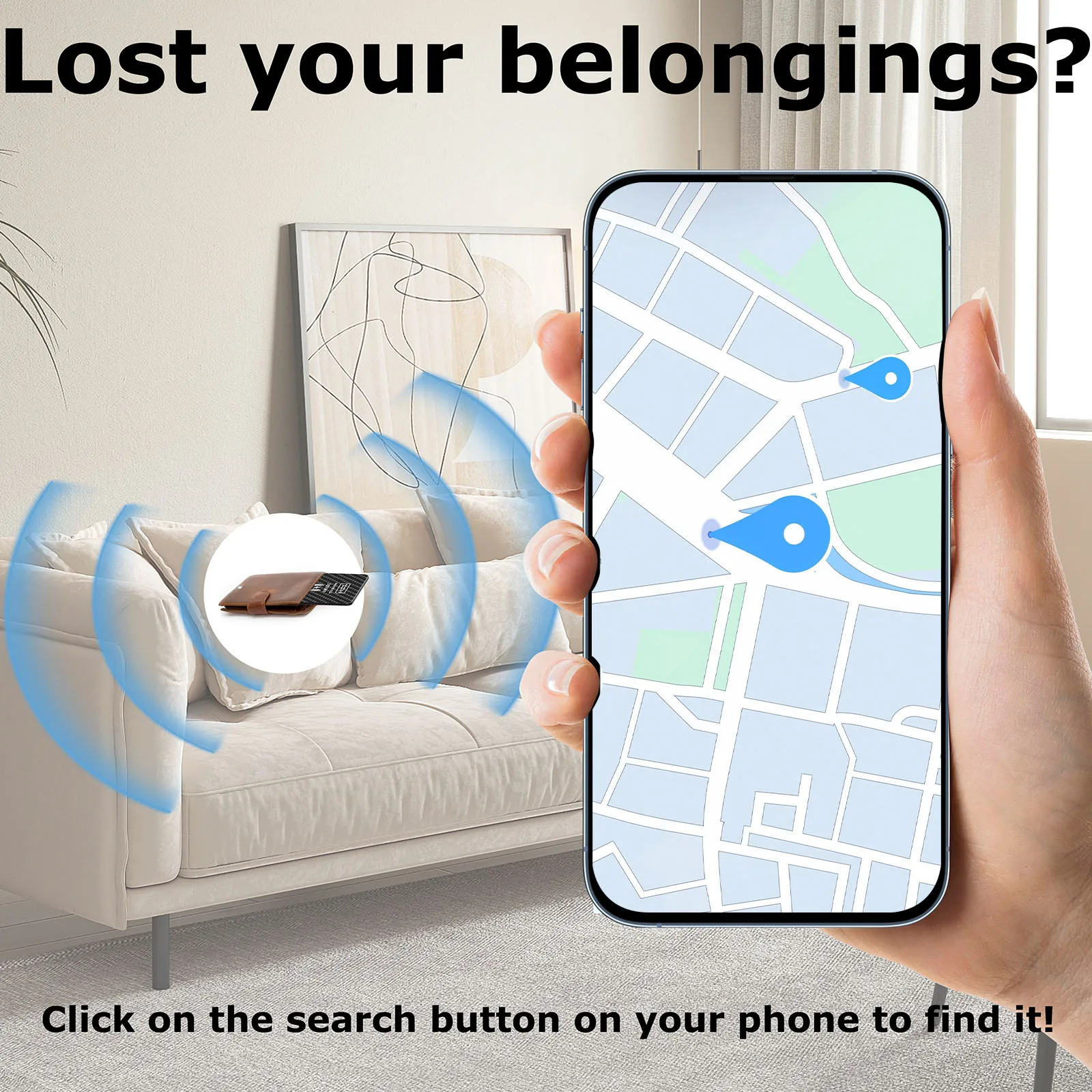 Wallet Anti-Loss Card Ultra Slim Compatible for Apple Find My & Android Find Hub Wallet Anti-Loss Tracker for Keys Bags Passport