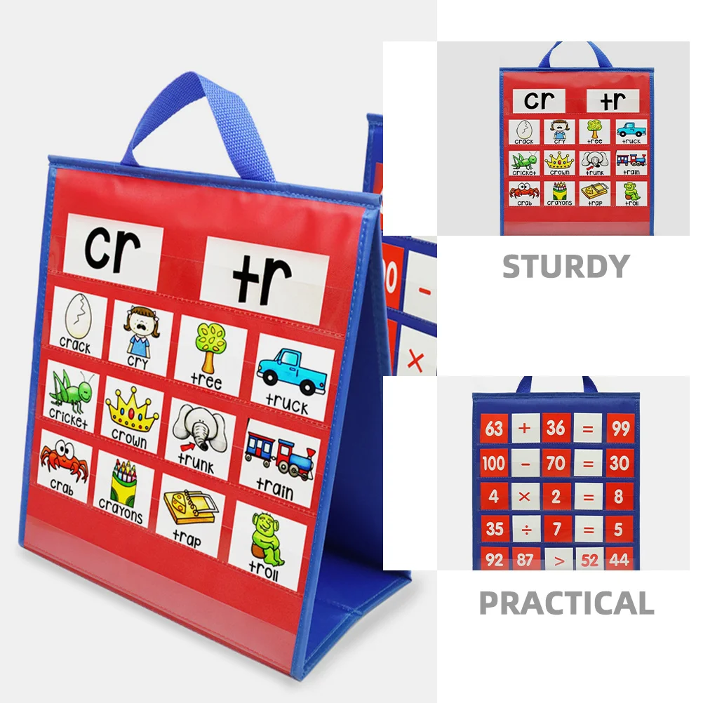 

1pcs Classroom Pocket Chart For Teachers Oxford Cloth With 10 Clear Pockets Foldable Teaching Aid For Word Math Activities