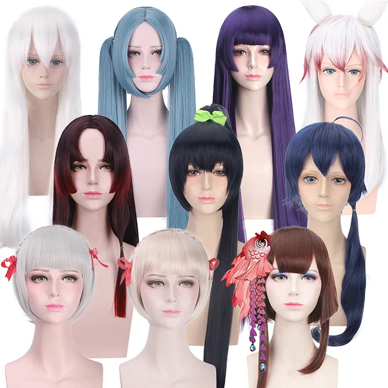 

Synthetic Cosplay Wig Anime Game Style Inspired Green Rabbit Fox Grass Red Leaf Bunny Demon Lady for Costume Party Roleplay