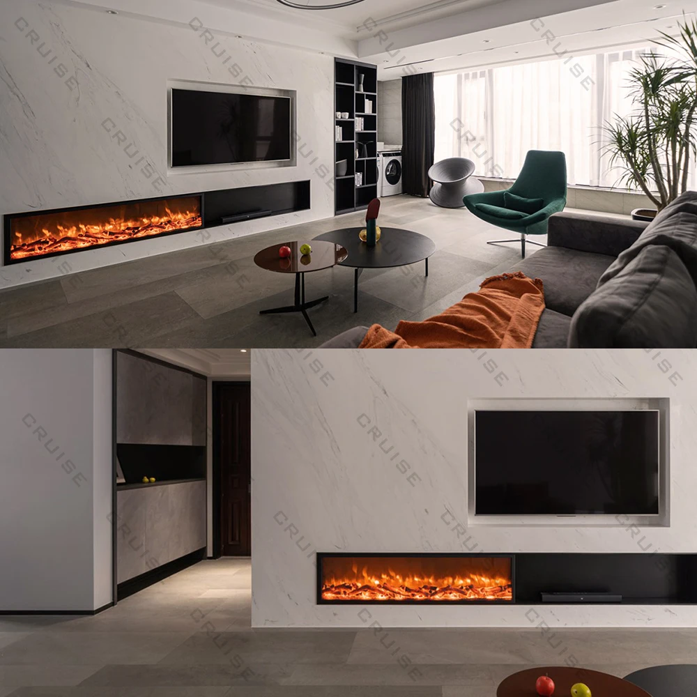 Charcoal/Crystal Intelligent Infrared Remote Control Flame Contemporary Interior Decoration LED 1300mm Electric Fireplace