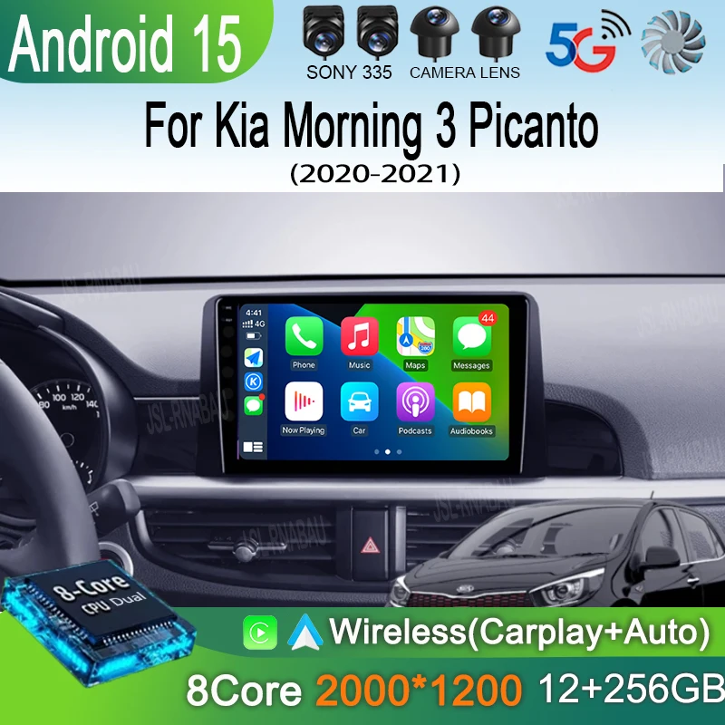 

Car Radio Android 15 Carplay Auto 2K Screen Multimedia Video Player For Kia Morning 3 Picanto 2020 2021 2 din Autoradio Stereo