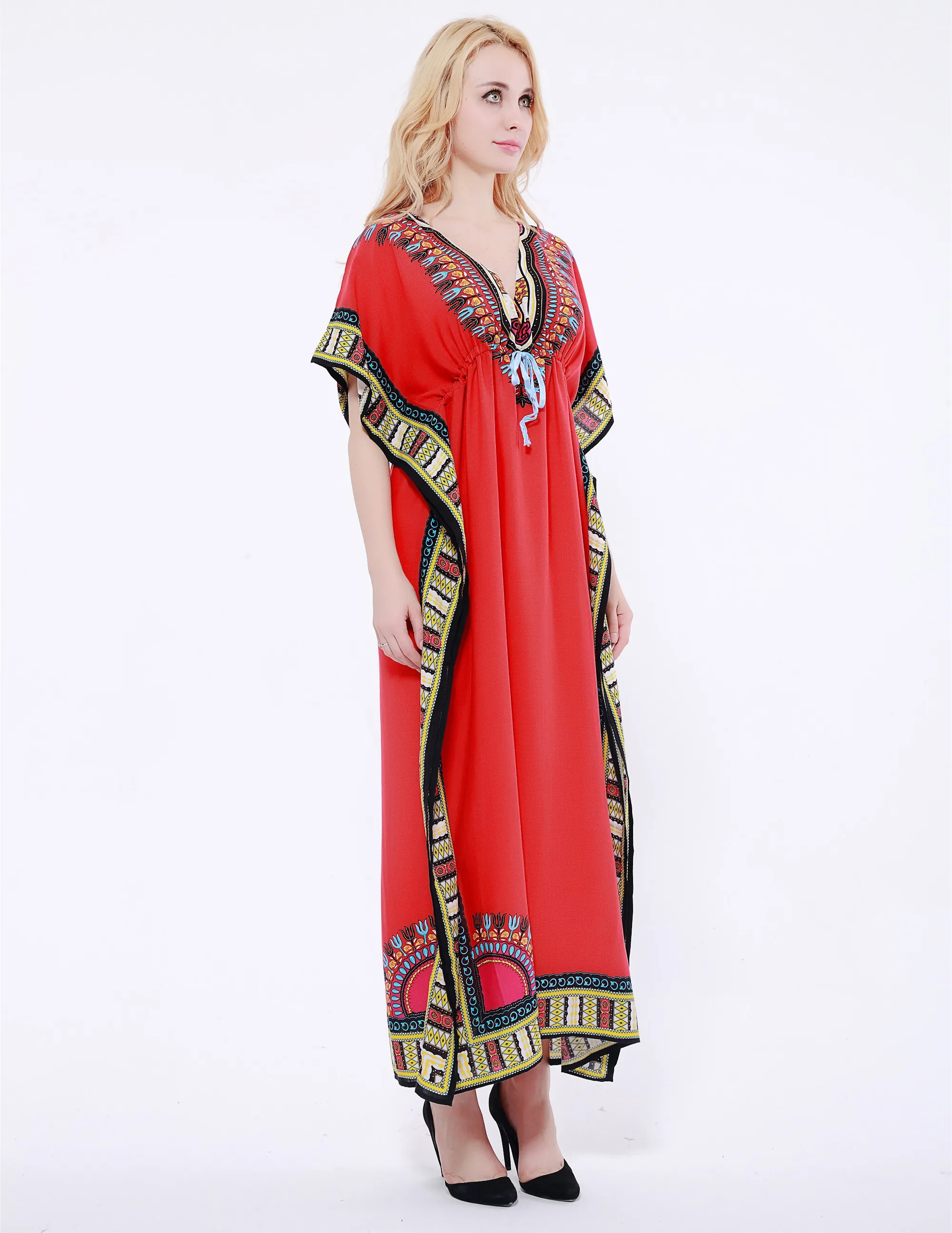 Pretty Summer Dress Contrast Color Comfortable Dress LONG Length Women Dress New Women Indie Folk Dashiki Fashion Traditional