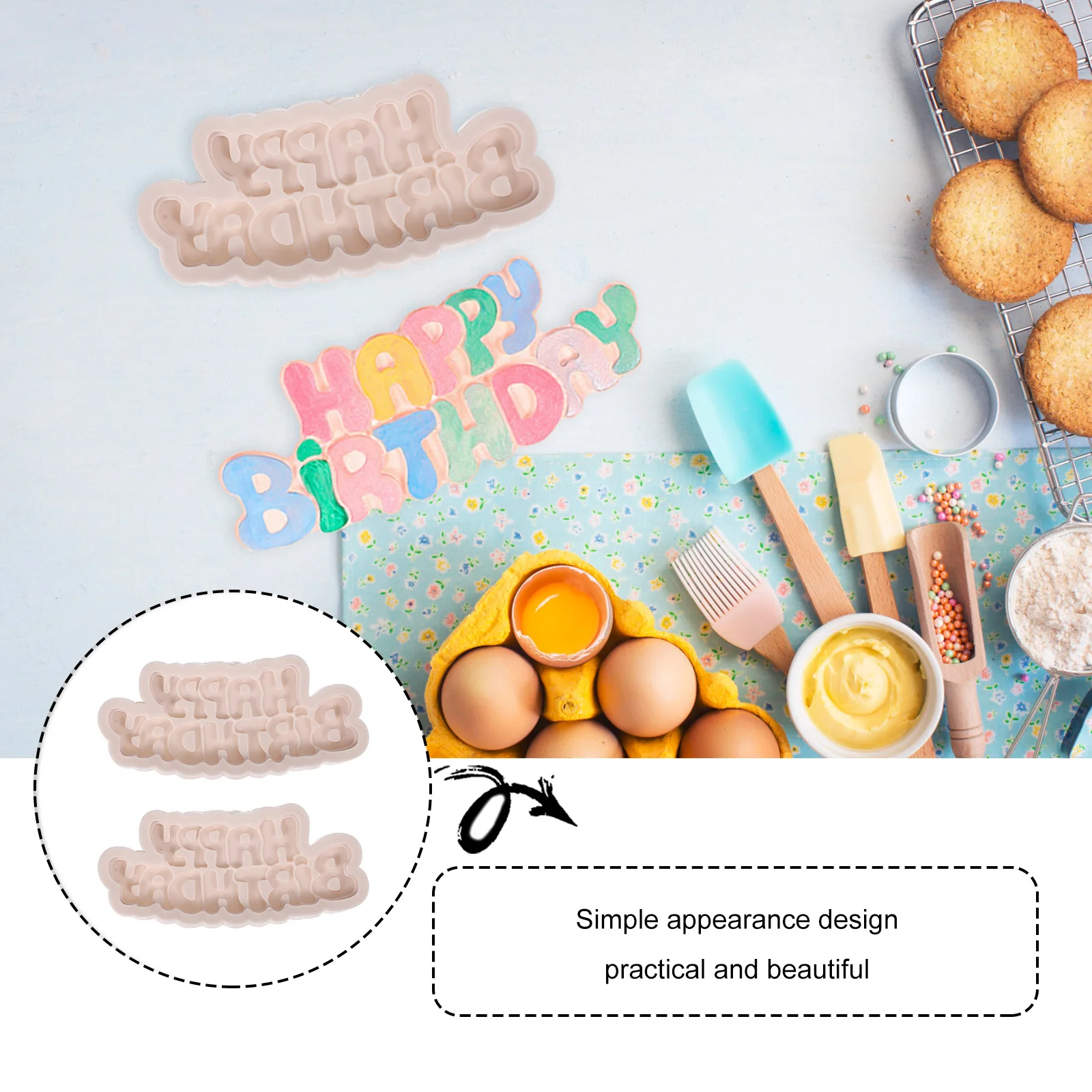 

2Pcs Silicone Fondant Mould Chocolate Mold Candy Mould Easy to Clean Creative Letter Design for Professional Baking