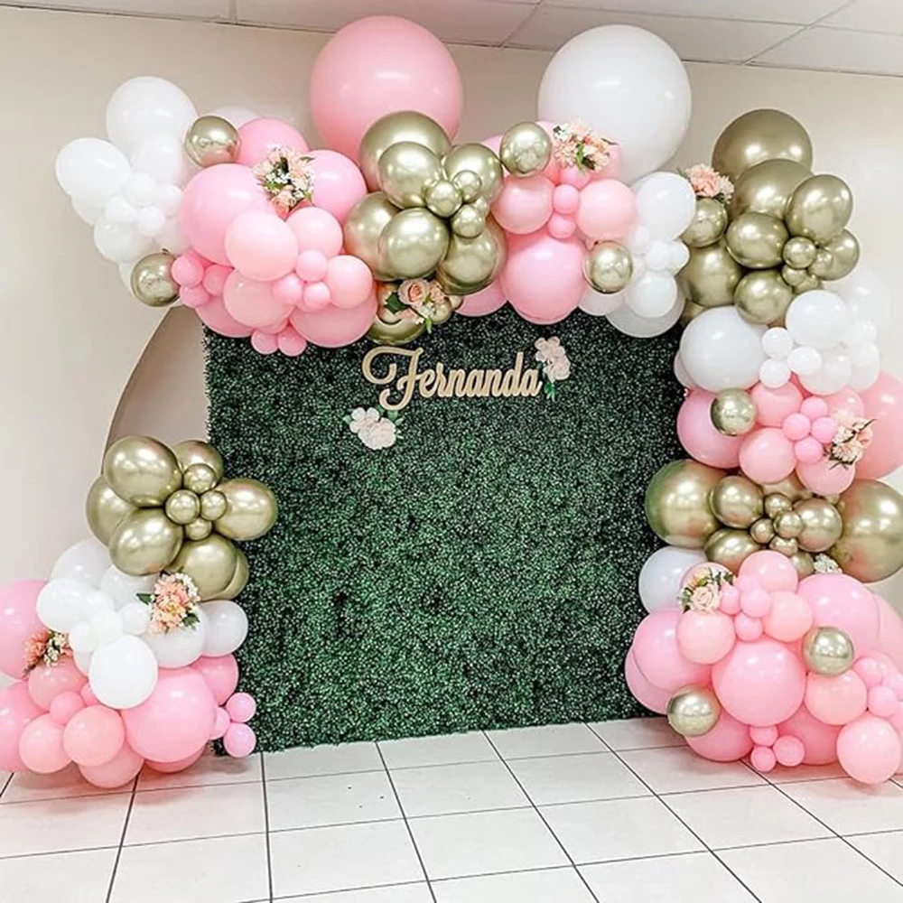 Maca Pink Balloons Garland White Gold Latex Balloon Arch Kit Kid Birthday Party Baby Shower Wedding Decoration Graduation Globos