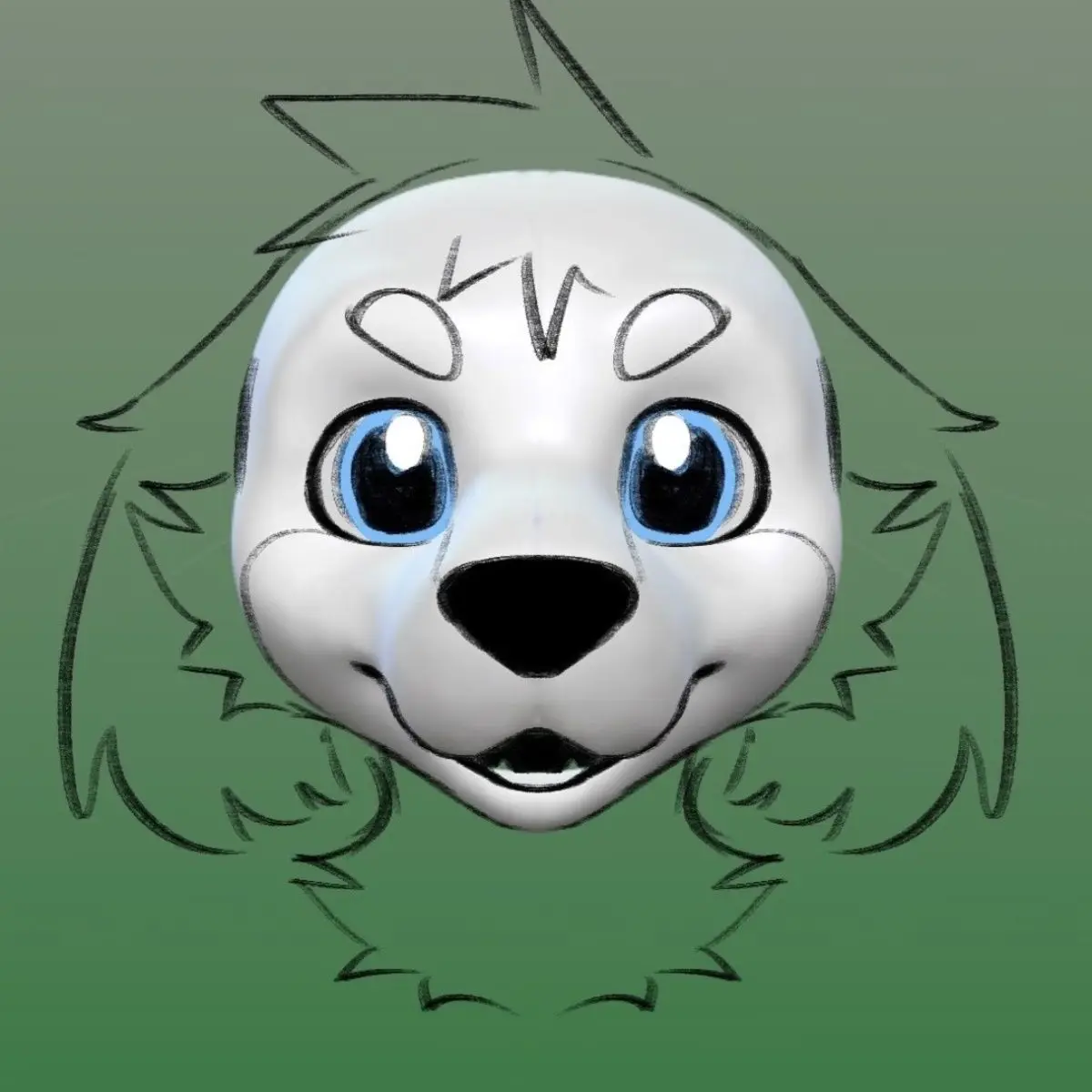 American Style Headbase Round Eyed Puppy Mask Animal Suit Skull Canine Furry Skull  Cos Fursuit Anime DIY Accessories