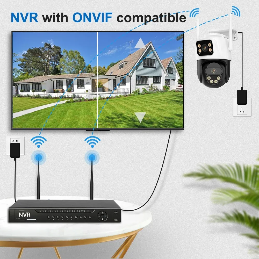 8MP 4K PTZ Wifi Camera Dual Lens Dual Screen 4MP HD Wireless Outdoor IP Camera AI Human Detection P2P Video Surveillance iCSee