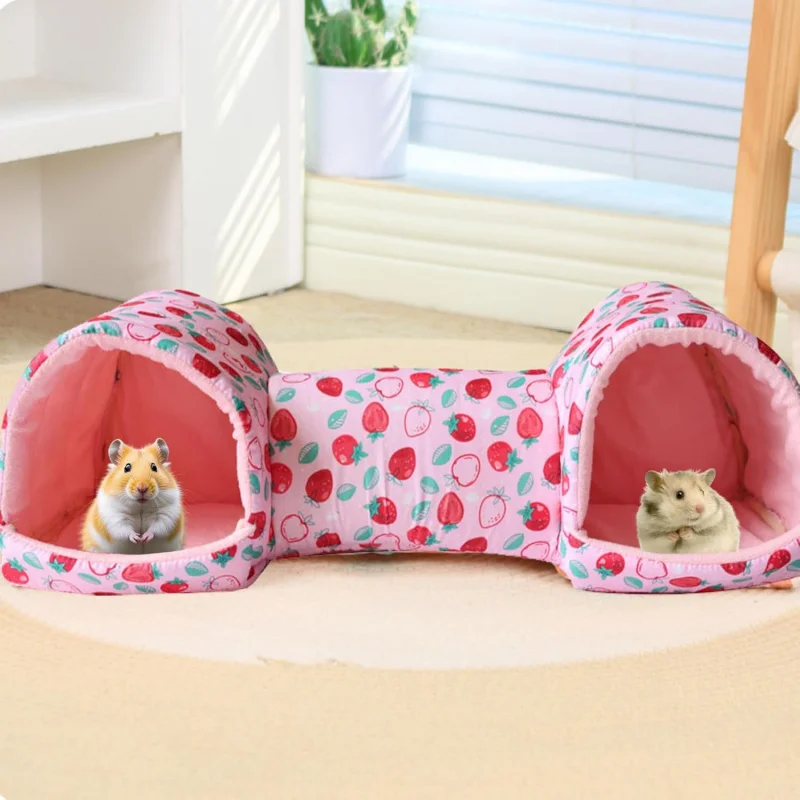 

﻿ Winter cottages for rabbits, ferrets, chinchillas, and hedgehogs, soft ，comfortable, tunnel shelters, pet supplies